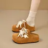 Sapatos Casuais de Couro para Primavera/Verão 2026 Mocassins Slip-On Meias Pantufa Fechadas Sapatos Birkenstock Retrô de Solado Grosso
