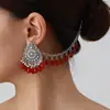 Pendientes Colgantes de Turquesa y Cadena para el Cabello de Estilo Étnico Bohemio Retro Europeo y Americano Set de Pendientes Largos y Accesorios para el Oído