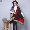 Imitação Cachecol de Caxemira Feminino Outono e Inverno Espessado Cuff Shawl Simples Khaki Red Plaid Shawl Jaqueta Multi-funcional