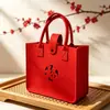 Bolsas de regalo de fieltro listas para bodas, bolsas para celebración de cumpleaños con los caracteres "Shou" y "Fu", bolsas de mano de fieltro para tiendas de bodas
