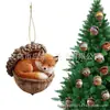 Ornamentos de Bolota de Animal da Floresta Fantástica Decorações de Animais com Pinhas Decorações Acrílicas para Pendurar em Casa Decorações de Árvore de Natal