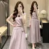 Falda de Traje de Moda WZXSK para Mujer 2026 Verano Nueva Tendencia Top de Punto con Dobladillo Irregular Falda Larga Plisada