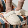 Sapatos de Algodão Cor Lisa Impermeáveis EVA Femininos 2026 Outono Inverno Novos Internos Com Pelúcia Quente Sola Macia Casal Casa Sapatos de Algodão Masculinos