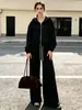 Ropa de mujer independiente transfronteriza europea y americana nueva colección 2026: Conjunto de outerwear de color liso y pantalones de pierna ancha, de alta gama, cómodo y elegante, con mangas largas