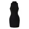 Vestido bodycon sin mangas de cuello alto, puramente seductor y sexy para mujer, adelgazante y favorecedor, azul, realza el cutis, elegante vestido tipo tank para verano