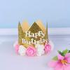Nuevo sombrero de cumpleaños con purpurina en polvo, corona, accesorios para el cabello, flor, sombrero de cumpleaños, corona, diadema, accesorios para fiesta de cumpleaños, foto