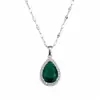 Colar de Gema Colorida Estilo Banquete Gota d'Água para Mulheres Pingente de Pera com Diamantes Inteiros Fabricante de Joias de Nicho de Alto Padrão Venda por Atacado Personalizada