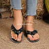 Sandálias decorativas de flor estilo novo 2026 transfronteiriças europeias e americanas, sapatos femininos de tamanho grande, moda praia, atacado de pérolas, tamanho grande