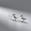Daweiya Plata s925 Estilo Coreano Simple Uña para Hueso de la Oreja Distintivos Aretes de Cara Sonriente Moda Expresión Bolsa Tornillo Uña para Oreja