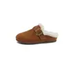Pantuflas de felpa estilo Birkenstock para niñas, nueva colección otoño/invierno 2025, sin cordones, fáciles de poner, pantuflas de algodón de punta cerrada para niños