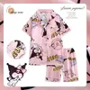 Pijama Infantil Feminino Verão Seda de Gelo Manga Curta Fino para Meninos e Meninas Roupas de Ar Condicionado Roupa de Casa de Verão conjunto