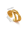 Anillo Hidráulico de Acero Inoxidable Chapado de Estilo Europeo y Americano de Moda, Simple y a la Moda, Diseño Hueco Entrelazado, Anillo Abierto Ajustable para Mujer