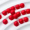 Contas Grandes de Borracha Vermelha ABS Furo Único Contas Redondas Acessórios para Joias Sem Furo Pérola de Imitação Contas com Furo Reto Acessórios para Roupas e Cabelo