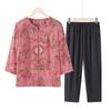 Atuendo de Primavera y Verano para Señoras de Mediana Edad y Mayores de la Dinastía Tang: Camisa Redonda de Abuela con Mangas Tres Cuartos y Diseño Estampado Colorido