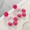 Aretes de Flor de Rafia Transfronterizos, Aretes de Corona Tejidos a Mano, Aretes de Margarita Festivos Estilo Bohemio