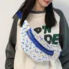 Riñonera de Algodón Estampado de Moda Transfronteriza Nuevo Estilo Coreano Estilo Occidental Bolso de Pecho Deportivo para Mujer Correa Ancha para el Hombro Bolso Cruzado
