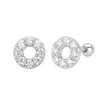 Brincos de Prata 925 com Fecho de Rosca para Mulheres, Argola Vazada Cheia de Zircônia Studs Tipo Rosca, Amigáveis para Dormir, Não Precisam Ser Removidos, Cuidado com o Furo da Orelha