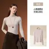 Camisa de Base Yu Zhaolin Gola Meia-Alta Outono Inverno Roupa Íntima Elegante Afinando Manga Longa Top Preto de Alta Qualidade