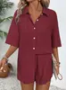 Traje Casual de Moda 2026 Amazon Moda Europea y Americana Elegante Camisa de Manga Corta para Mujer Conjunto Holgado de Dos Piezas Venta al por Mayor