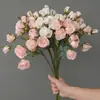Rosas artificiales de estilo nórdico, flores de seda para bodas en casa, ramos de decoración para sala de estar, rosas artificiales decorativas