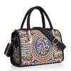 Bolso Bordado de Estilo Étnico Bolso Boston Estéreo para Viajes Bolso Cruzado Bordado de Peonías Estilo Chino