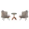 Juego de Sofá Nórdico para Exteriores de Mimbre y Silla de Madera Maciza, Muebles Artísticos para Jardín, Protección Solar, Balcón Pequeño, Patio, Villa de Ocio