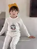 Pijama infantil Anmeiya, Ropa hipoalergénica de algodón 100% Clase A, Ropa de casa infantil, Conjunto de dos piezas de otoño (top y pantalón) para niños y niñas