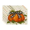 Manteles individuales más vendidos transfronterizos con temática de otoño Decoración de Acción de Gracias Manteles para mesa de cocina Manteles de lino con estampado de calabaza y hoja de arce