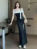 Vestido de Sirena con Escote a un Hombro, Lazo y Abertura, Elegante y Ceñido, Adecuado para Ser Anfitriona de Banquetes y como Vestido para el Brindis de la Novia