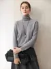 Nuevo Suéter de Cachemira Otoño Estilo Simple para Mujer Cuello Alto Tejido de Punto Cuello de Tortuga Ajuste Delgado Capa Base de Punto Ropa Interior Adelgazante