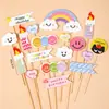 Decoración de Pastel Estilo Ins Bandera Coreana Enchufe Dibujos Animados Oso Lindo Hp Corazón Feliz Cumpleaños Topper Accesorios