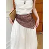 Bufanda de Seda de Lunares Florales de Gama Alta para Mujer, Nuevo Estilo Artístico Pastoral Estilo Chino, Decoración de Cortina de Cuero, Accesorio de Cintura de Nicho para Primavera