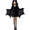 Disfraz de Murciélago Negro para Mujer de Halloween con Capucha y Alas de Murciélago Disfraz de Fiesta de Role-Playing
