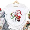 Camiseta de manga corta para mujer 2023 moda navideña estampado estación independiente transfronteriza ins código europeo base Cuello redondo