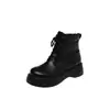 Novas botinhas de cadarço estilo coreano com solas grossas, saltos plataforma, botas casuais plataforma, tamanhos 34-45, desejo botas de comércio exterior, botas de tamanho grande