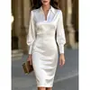 Ropa Popular para Mujer en Plataformas de Comercio Electrónico Independientes 2026: Vestido de Manga Larga con Cuello de Satén en V