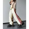 Pantalones Deportivos Casuales Rectos Sueltos para Hombre, Tejido de Seda Helada de Secado Rápido, Diseño Otoñal Estilo Americano, Bloqueo de Color de Nicho