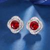 Otoño e invierno Nuevo Zhuang Sheng joyería base de cobre chapado en oro simulación corindón rojo de alta calidad redondo traje femenino 20 mm 16 mm