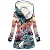 Abrigo trench de mujer nuevo de 2023 de venta caliente transfronteriza invierno engrosado estilo europeo y americano patrón navideño abrigo con capucha lote