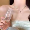 Collar de cuentas rosas, dulce y bonito, estilo coreano, con lazo elegante que combina con todo, cadena para clavícula, estilo de celebridad de Internet.