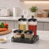 Fornecimento de frasco de tempero acrílico 5 peças conjunto pote de tempero de plástico resistente a quedas com tampa caixa de tempero selada à prova de umidade