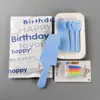 Bolsa de Carta Pastel de Cumpleaños Vajilla Cuchillo y Tenedor Desechables Plato Plato Vela de Cumpleaños Postre de Fiesta Tenedor de Cuchara para Pastel