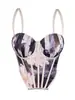 Sujetador de Huesos Cruzados Estampado Transfronterizo, Camisola Popular, Top de Tubo Ajustado, Sujetador Acolchado de Verano para Usar por Dentro o por Fuera