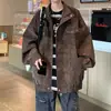 Chaqueta de trabajo de color liso, estilo hombre, diseño retro americano, peso pesado, casual, versátil, top cómodo, chaqueta de cuero