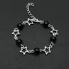 Nuevo collar de pentagrama hueco de perlas transfronterizo europeo y americano para clavícula para mujer, collar de moda simple y elegante, pulsera y tobillera