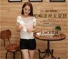 5808 Nueva ropa de verano, camisa corta de gasa auténtica coreana para mujer, camisa pequeña de manga corta con encaje para mujer