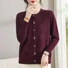 Suéter de punto de manga larga para mujer de mediana edad, suéter fino de estilo corto a la moda, tejido elegante para mujeres de mediana edad y mayores