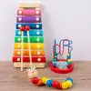 Instrumento Musical Infantil de Oito Tons Enfiando Relógio de Anel Conjunto de Quatro Peças Placa em Forma de Coluna Minhoca Torcida Brinquedos Educativos para Bebês Atacado