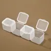 Caja de almacenamiento transparente horizontal de 4 compartimentos, organizador de accesorios para cuentas y brillos, caja de almacenamiento larga compartimentada