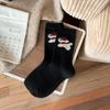 Meias de Cachorrinho Fofo de Desenho Animado Estilo Japonês Meias de Lã Quentes Espessas de Comprimento Médio Femininas para Outono e Inverno com Sapatos Birkenstock Meias de Estudante